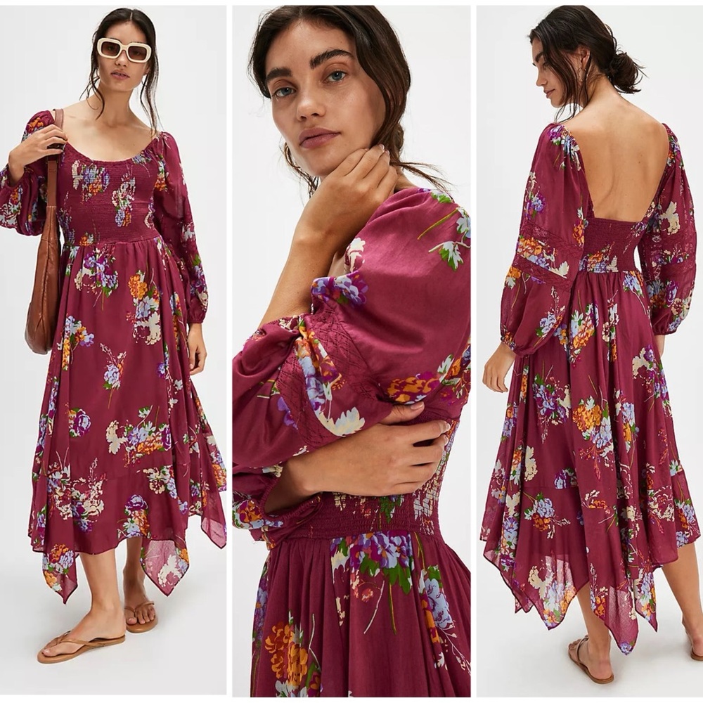𝓯𝓹 Free People ~ ❤️ Morning Glory Maxi Dress in Red Combo
